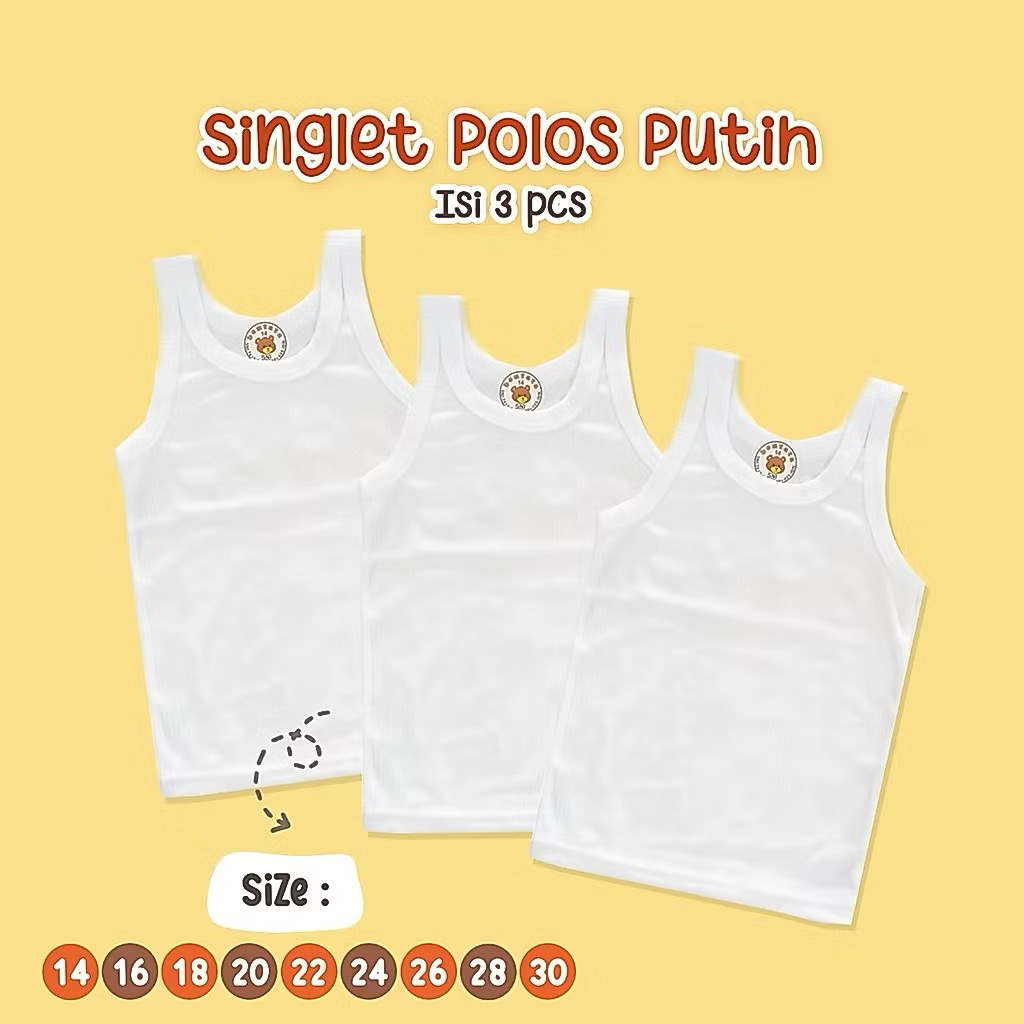 Bentata Singlet Polos Putih Isi 3 Pcs — Pilihan Ukuran — foto 1