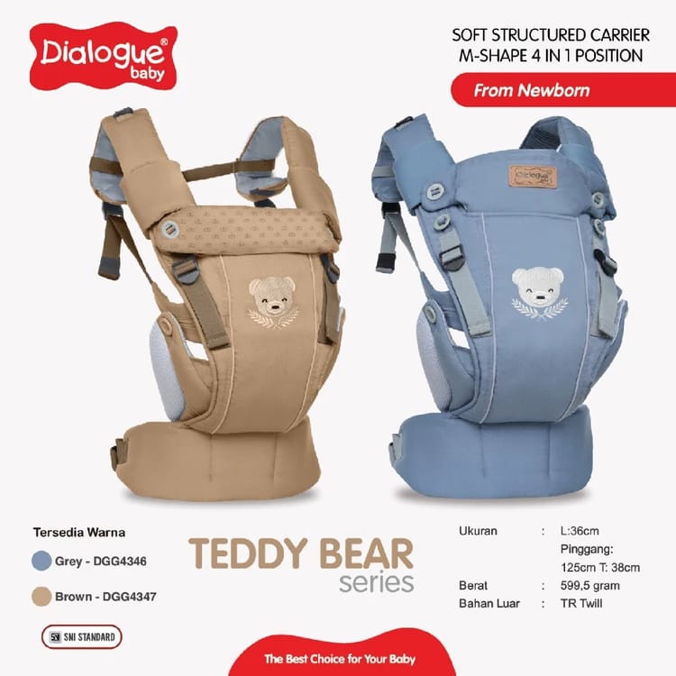 Dialogue Soft Structured Carrier Teddy Bear Series 4-in-1 DGG4346/DGG4347 — Grey/Brown — foto 1
