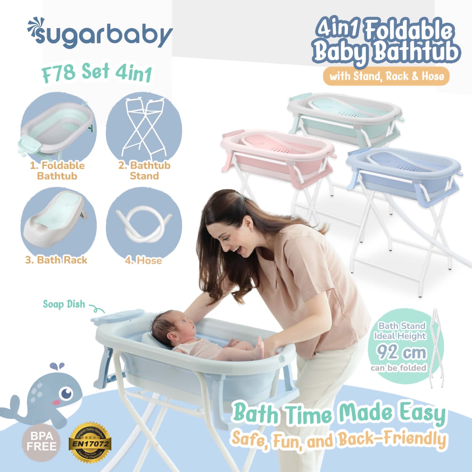 Sugarbaby F78 Set 4-in-1 Foldable Baby Bathtub — Pilihan Variasi — foto 1